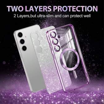 Capa de Telefone Suave de TPU Eletrolítica Transparente com Gradiente de Adsorção Magnética para Samsung Galaxy S25FE A17 A56 A36 A55 A15 A36 A26 A16, Proteção Completa para Lente da Câmera, Adequada para Séries A e S