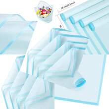 20 Sheets Light Blue Flower Wrapping Paper Waterproof Floral Wrap Blue Edge Bouquet Wrapping Paper Florist Supplies 22.8 X 22.8 Inch - Màu xanh lam - Xem 1