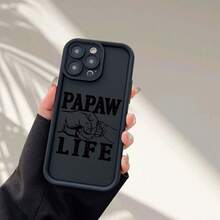 Funda de Teléfono Negra con Patrón de Puño 'PAPAW LIFE', Patrón de Dibujos Animados Creativo Personalizado de Alta , Nueva Funda Protectora de Teléfono con Escalera de Ojos de Cielo, Divertida y Única, Regalo de Moda Simple y Moderno para Hombres y Mujeres, Adecuada para iPhone 16 15 14 13 12 11 - Colores mixtos - Ver 3