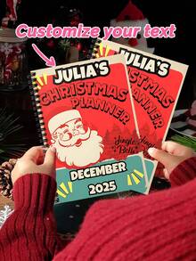 1pc Customized Personalized Christmas Themed Notebook, Spiral Coil Notebook, Customized Text, Retro Santa Claus Pattern, Bright Patterns, Personalized, Practical, Creative, Suitable For Giving As Christmas Gifts To Family And Friends, Good Christmas Gifts,Makezbright Personalized Gifts,Customized Ornaments - Multicolor - View 7