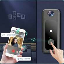 Smart Home Doorbell Camera, Wireless Installation With Real-Time Alarm And Night Vision Monitoring, High-Definition Security Doorbell With Local Storage, Wireless Smart Camera With Wide-Angle View And Voice Conversion. Wireless Video Doorbell With Two-Way Communication, High-Definition Night Vision, And Home Security Application Control - Black - View 3