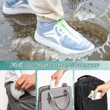 Cubre Zapatos Impermeable, Cubierta de Zapatos Impermeable con Cremallera para Viaje Antideslizante Plegabl de Reutilizable, Protector de Zapatos Impermeable de Silicona - Cian - Ver 3