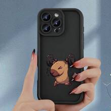 Una funda para teléfono con patrón de capibara, hecha de material protector suave de TPU negro, adecuada como regalo de cumpleaños o festivo para hombres y mujeres, compatible con 15, 14, 13, 12, 11 Plus Pro. - Colores mixtos - Ver 8