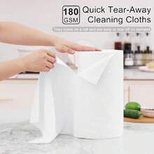 Tear Away Dish Cloths Rolls, 75 Sheets-11.8" X 11.8", Reusable Washable Dish Towels For Kitchen, Ultra Absorbent And Quick Drying Microfiber Cleaning Rags, White,25865135 - White - View 2