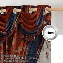 2pcs European Palace Style Curtains, 3D Digital Printing With Luxurious Red And Gold Patterns, Suitable For Living Room And Bedroom, Creating A Dignified And Elegant Atmosphere - Multicolor - View 6