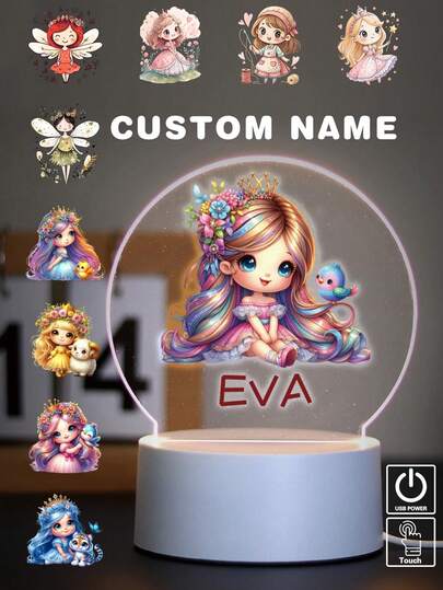 1pc Custom Personalized Table Lamp Night Light Customized Cartoon Princesses And Animals 3D Night Light Toy Acrylic Night Lights Gift For Home Room Decoration Night Light Usb Powered & Battery Operated Optical Illusion Table Lamp With Remote Control Perfect Gift Send To Girls For Valentine's Day, Easter, Christmas Unique Room Decor, Fun And Adorable Nightlight Gifts Birthday Graduation Home Decor Back To School School Supplies