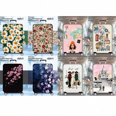 1 Pc 300g/ Square Meter Floral Print, Thickened Luggage Case, Perfect For Business Trips, Vacations, Travel, Checked Luggage, And Back-To-School Travel, Adding A Touch Of Class To Your Suitcase. Suitable For 20-28 Inch Suitcases.