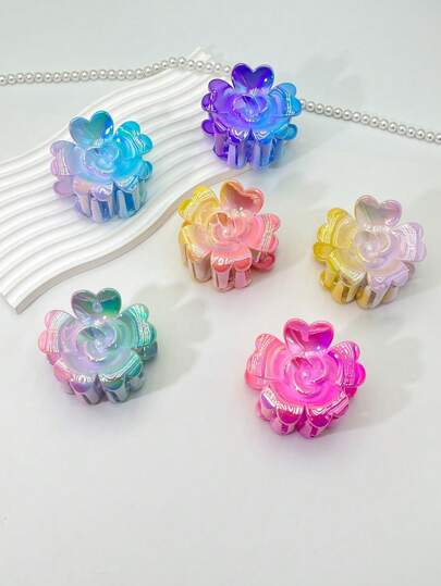 1 pieza/3 piezas/6 piezas Pinza de pelo con estampado floral casual de plástico ABS (resina ABS) 2025 nueva con electrochapado de flor para playa, viaje, fiesta, vacaciones, vuelta al colegio, accesorios de pelo de invierno