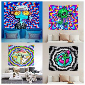 1 st rolig och rolig tecknad bildtapet, intressant design, väggbonad, väggdekoration, lämplig för vardagsrum, sovrum, kontor, sovsal, heminredning, levande bakgrundsvägg, rumsdekoration, fest, presentdekoration, mjukt tyg, lätt att rengöra och lätt att ta hand om, perfekt present (gardinstång ingår ej)