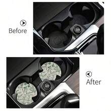 2pcs Car Cup Coaster Stylish & Durable Fast-Drying Non-Slip Car Cup Mat - 粉紅色網格 - 查看 7