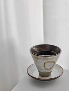 Creative Niche Ceramic Coffee Cup & Saucer Set, Japanese-Style Mug, Retro Coarse Pottery Latte Cup - Multicolor - View 14