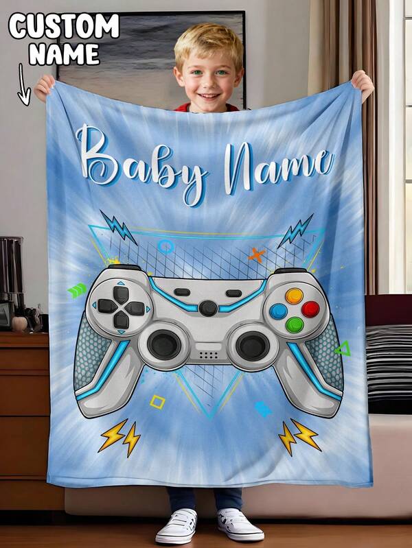 1pc Customized Personalized Blanket, Text Blanket, DIY Blanket, Graphic Blanket, Memorial Blanket. Tapestry, Photo Portrait Blanket Design, Suitable For Girls, Boys, Adults, Valentine's Day, Lightweight, Baby Blanket, Personalized Throw Blanket