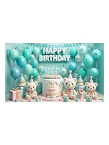 1pc Happy Birthday Backdrop With English Letters Decoration Hanging Cloth Party Decor Prop