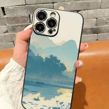Funda de Teléfono con Paisaje, Diseño de Reflexión Tranquila, Adecuada para los Modelos 16/15/14/13/12 Pro Plus Promax, Material TPU Protección Antigolpes, Gran Opción de Regalo para Familia, Amigos, Niños para Cumpleaños, Año Nuevo, Día de San Valentín - Colores mixtos - Ver 6