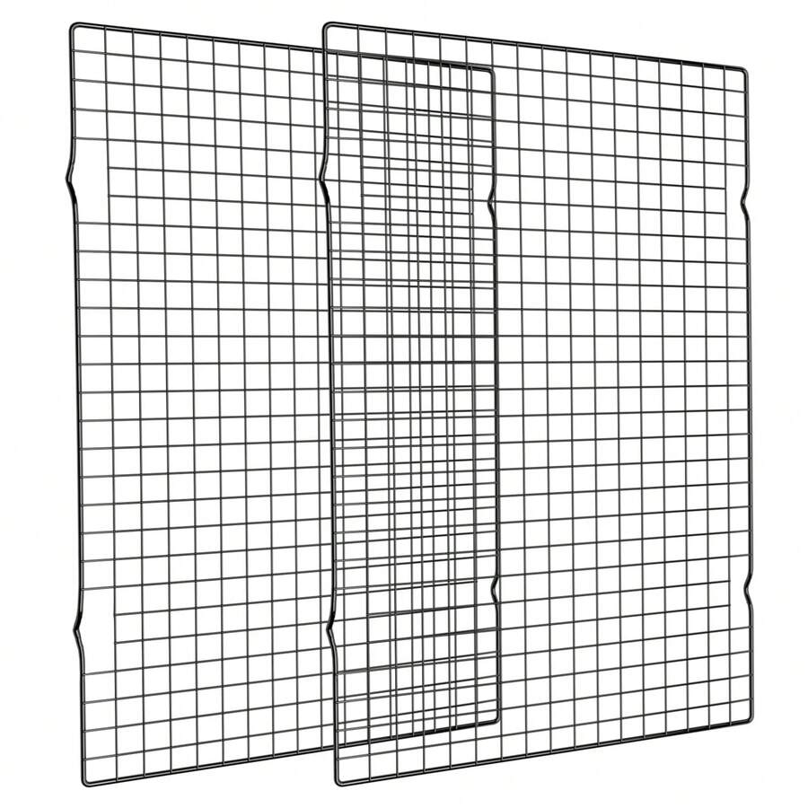 2 件装烘焙冷却架，16x10 英寸烘焙架，加厚金属丝饼干架，适用于烹饪、烘烤、烧烤、烘干、烤箱，适配半尺寸烤盘，黑色圣诞派对