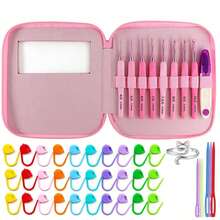 9pcs-99pcs Pink Soft Handle Crochet Hook Set, Yarn Knitting, Crochet Knitting, Suitable For DIY Handcraft Lovers, Crochet Handicrafts, Hats, Bags, Clothes, Socks (Random Color)