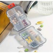 Reise Pillenorganizer - tragbare, taschengroße Pillendose mit 10 Fächern. Kompakt und praktisch zum Aufbewahren von Fischöl, Kalziumtabletten, Vitaminen und Pillen. Doppelschicht-Verschlussdesign für sichere Medikamentenlagerung. Erhältlich in Grün oder Grau. Geeignet für Reisen, Geschäftsreisen und den Heimgebrauch. Medizintasche Pillendose Pillencontainer Krankenhaustasche Erste-Hilfe-Set Medizinorganizer Medizinaufbewahrungstasche Reiseessentials Kreuzfahrtessentials Urlaubsessentials