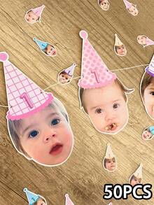 10/25/50/100/150pcs Customized Cake Decorations, Suitable For Birthday Cakes, Cupcakes, Party Desserts, Personalized Dessert Accents, Custom Face Toppers, Personalized Photo Cake Toppers, Edible Image, Custom Pet Face Cake Decorations - Multicolor (Style 2) - View 16