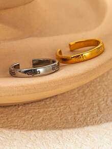 1pc Unique Rope Knot Design Adjustable Open Ring Stainless Steel Stacking Ring Golden Silvery Two Tone Jewelry For Women For Daily Wear Accessories Dating Gift