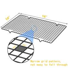 2 件装烘焙冷却架，16x10 英寸烘焙架，加厚金属丝饼干架，适用于烹饪、烘烤、烧烤、烘干、烤箱，适配半尺寸烤盘，黑色圣诞派对