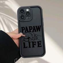 Funda de Teléfono Negra con Patrón de Puño 'PAPAW LIFE', Patrón de Dibujos Animados Creativo Personalizado de Alta , Nueva Funda Protectora de Teléfono con Escalera de Ojos de Cielo, Divertida y Única, Regalo de Moda Simple y Moderno para Hombres y Mujeres, Adecuada para iPhone 16 15 14 13 12 11 - Colores mixtos - Ver 10