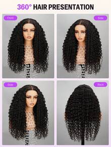 MEGALOOK 14-30inch 5x5 Lace Deep Wave 100% Human Hair - 150%/180% Density Options Pre Bleached & Pre Plucked Natural Hairline Skin Melt Tiny Knots Lace Closure Wig Natural Black Long Wig - SNatural - View 7