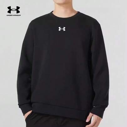 Under Armour 圆领套头卫衣，男士针织运动上衣，透气休闲训练外套，弹力修身百搭套头卫衣