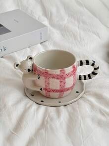 1 buc (ceașcă + farfurie) Set de ceașcă de cafea și farfurie din ceramică vintage, lucrate manual, cu motive koala drăguțe în relief 3D, ceașcă de latte pictată manual, sub glazură - Multicolor - Vizualizare 11