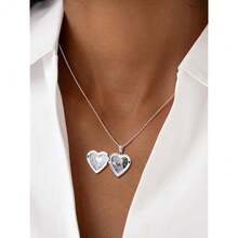 U7 Women Locket Necklace Platinum 14K Gold Photo Lockets That Hold Picture,Chain 20 Inch Person.Alized Gift Custom Love Heart Image Necklaces{Inchcolor_nameinch:Inch01#(Hot!)PlatinumHeartinch} - 01#(Hot!)白金心 - 查看 3