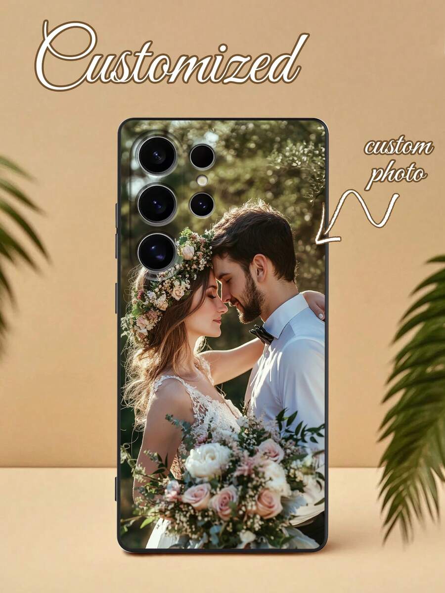 1pc Customized Photo Protective Phone Case Compatible With IPhone 16 Pro Max/17 Pro Max, S24U, Redmi, And Other Models - Black - View 1