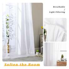 White Sheer Kitchen Curtains 36 Inch Length, Light Filtering Voile Soft Airy Small Cafe Curtains, Short Window Curtain For Bathroom Basement, 42x36 Inch, 2PCS - Multicolor 153 - View 2