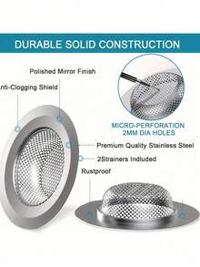 3pcs Stainless Steel Bathroom Sink Strainer, Anti-Clogging Mesh Drain Filter, Hair Catcher, Fits Sink And Basin Drain Accessories - Multicolor - View 5