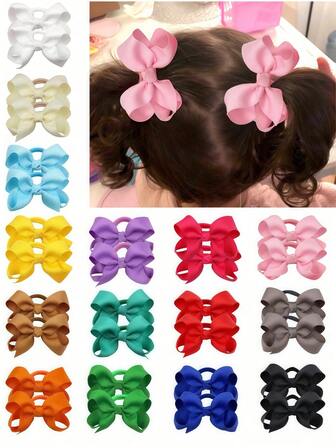 20Pcs Boutique Hair Bows Elastic Ties Kids Children Rubber Bands Ponytail Holders Hair Bands For Baby Girls Teens Toddlers In Pairs Exquisite Holiday Hair Accessories Gift And Daily Use