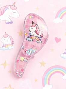 Set de 3 peines con diseño de unicornio, incluye peine de masaje para el cuello, peine de masaje con ventana transparente y diseño de coleta, hecho de plástico ABS decorativo apto para todo tipo de peinados, perfecto para viajes o como regalo, ideal para el cuidado diario del cabello, regalo ideal para niñas