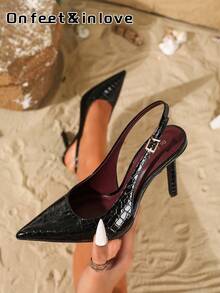 On feet& in love 情人节女士时尚优雅尖头细高跟鞋，漆皮包头高跟鞋