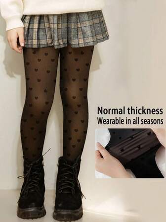 Children's Sheer Tights, Black Skin-Colored High Elasticity Breathable Leggings For Girls, Suitable For All Seasons