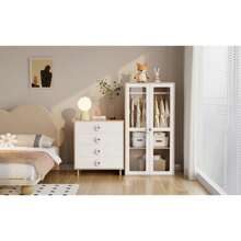 Drawer Storage Cabinet - Wood Color and White - View 5