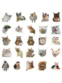 50 Pieces Funny Cat Stickers Set For Smartphones, Laptops, Water Bottles, Notebooks And Other DIY Decorative Stickers, School Supplies, Back To School, Teen Party Supplies, Rewards, Incentives