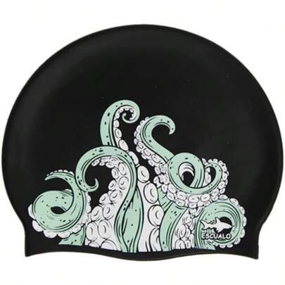 escualo Gorra para Natacion Unisex Adulto Modelo Kraken (Silicon) Impermeable, Unitalla, Color Negro
