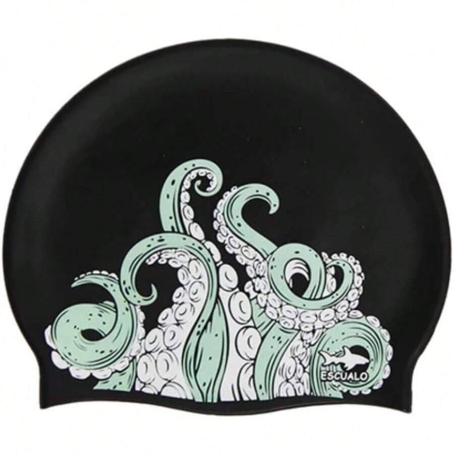 escualo Gorra para Natacion Unisex Adulto Modelo Kraken (Silicon) Impermeable, Unitalla, Color Negro - 1 - Ver 1