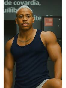 Basic American Ribbed Tank Top - Navy Blue - View 5
