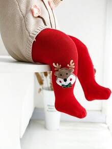 1pc Girls/Infants Red Santa Claus Leggings, Fashionable Tights Suitable For Christmas Holiday
