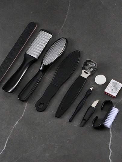 Set 10 în 1 pentru îngrijirea picioarelor și pedichiură: Include dispozitiv de îndepărtare a bătăturilor, pilă pentru picioare pentru îndepărtarea pielii moarte, instrumente pentru îngrijirea picioarelor și pedichiură la domiciliu