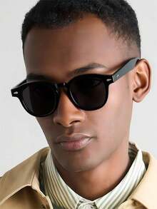 1副男士休闲基础款金属铰链小方时尚眼镜，适合假日外出和日常佩戴 - 彩色 - 查看 13