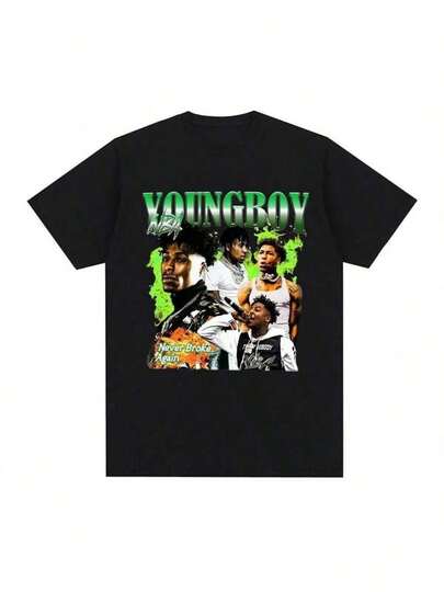 BREATHABLE COOL SUMMER YoungBoy Never Broke Again T Shirt High Quality Aesthetics Short SLEEs Ves Oversized T-Shirt Men Hip Hop Vintage Streetwear UniSexs