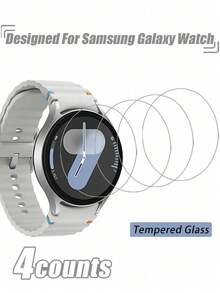 4 件钢化玻璃屏幕保护膜，适用于智能手表，9H 硬度，超清晰，防水，防指纹，表面光滑，适合 Galaxy Watch Ultra FE、Watch7、Watch6、Watch5、Watch4 系列和 Pro 型号，生日、家人、朋友礼物，手表屏幕保护膜、手表盖、手表配件