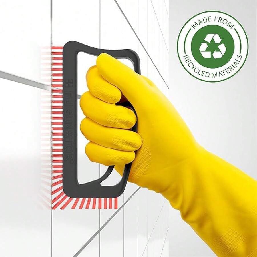 Fuginator - cepillo para polvo de limpieza para azulejos y lechada: cepillo para polvo de limpieza de cerdas de nailon rígido, limpiador de tina y ducha para juntas de piso y costuras de azulejos, - Blanco/Azul - Ver 1