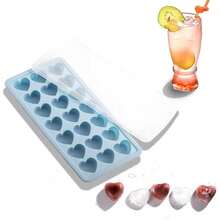 Molde de cubitos de hielo con forma de corazón, 21 huecos, molde de cubitos de hielo con tapa extraíble y flexible - Verde - Ver 2