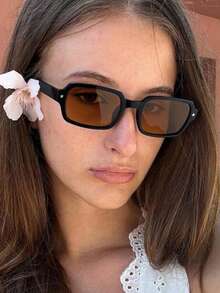 1 Stück Damen Rechteckige Rahmen Modebrillen, Vintage Sternenmuster Y2K Brillen perfekt für den täglichen Gebrauch und Outdoor-Aktivitäten - Verschiedenfarbig - Übersicht 11