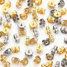 100-200 pezzi/confezione Tappi per orecchie rotondi in acciaio inossidabile, orecchini a perno in acciaio al titanio con chiusura a farfalla, accessori per orecchini, strumenti antiscivolo, all'ingrosso per componenti di orecchini fai-da-te